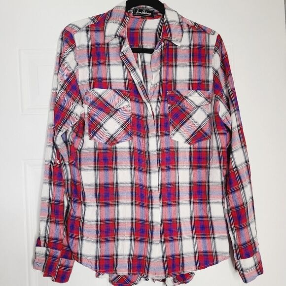 Sam Edelman Plaid High Low Shirt - Picture 1 of 12